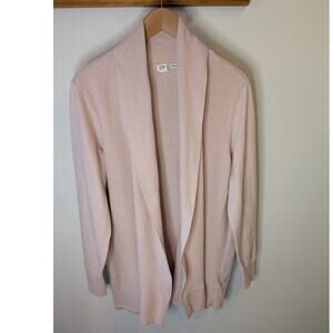 Gap Petal Pink Shawl Collar Open Front Cardigan Gathered Sleeves Womens L